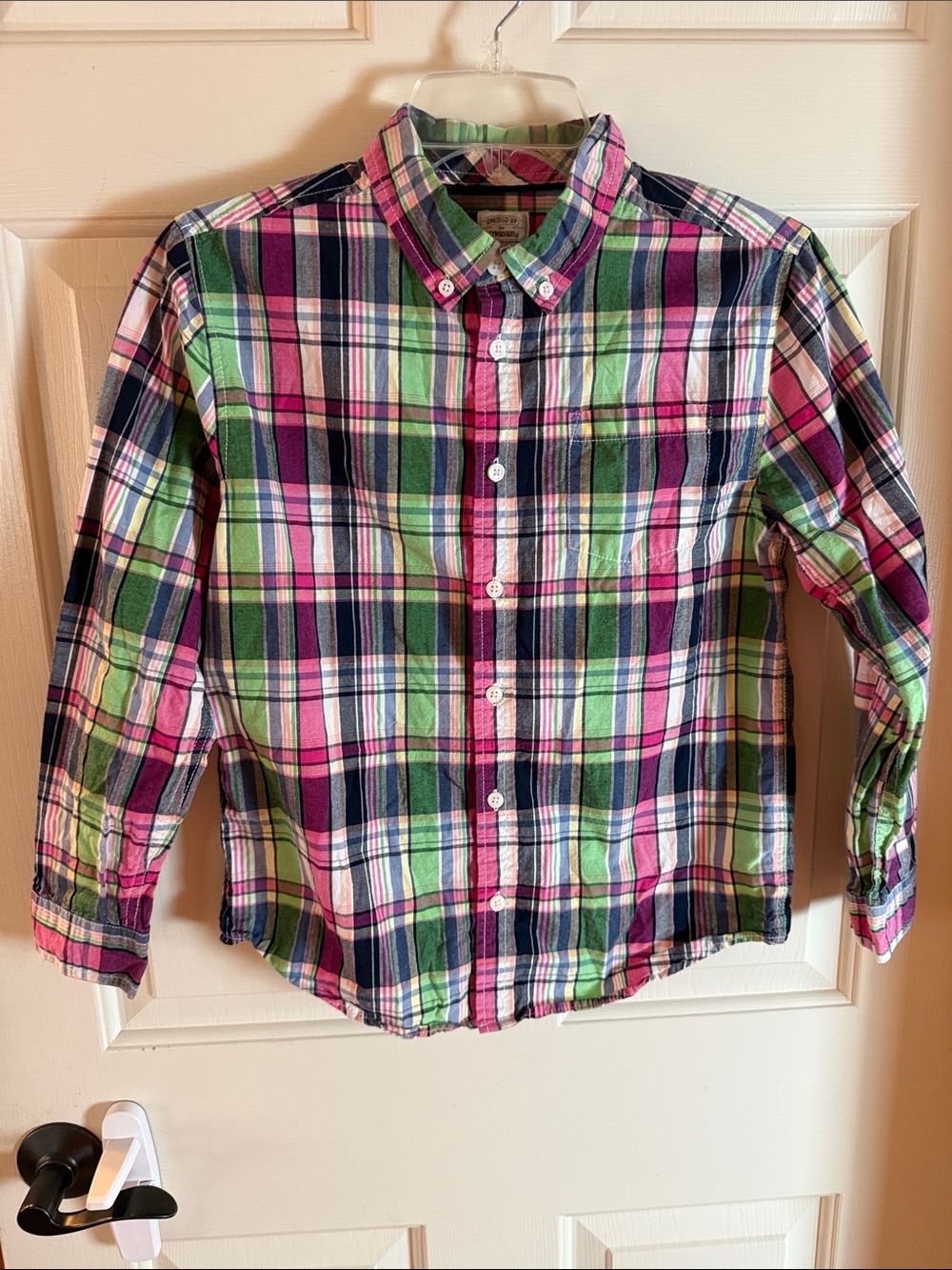 Gymboree Pink, Green & Navy Plaid Button-Down Shirt